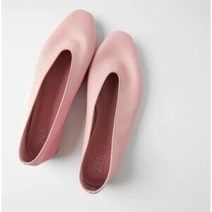 NWOT Zara pink leather ballerina flats, EU 36